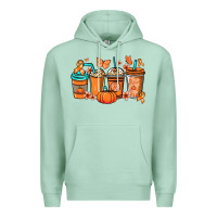 Seafoam Kidney Cancer coffee cups orange ribbon Premium Hoodie - NancyCooperArtShop