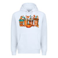 White Kidney Cancer coffee cups orange ribbon Premium Hoodie - NancyCooperArtShop
