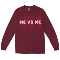 Burgundy me vs me Long Sleeve Tee - MaliasSmallBusiness