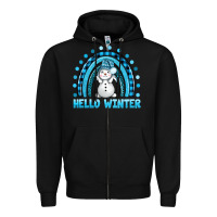Black hello winter rainbow with snowman bbs Zipper Hoodie - BundleAndBundleShop