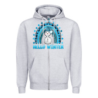 Heather Grey hello winter rainbow with snowman bbs Zipper Hoodie - BundleAndBundleShop