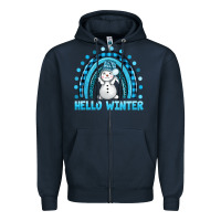 Navy hello winter rainbow with snowman bbs Zipper Hoodie - BundleAndBundleShop