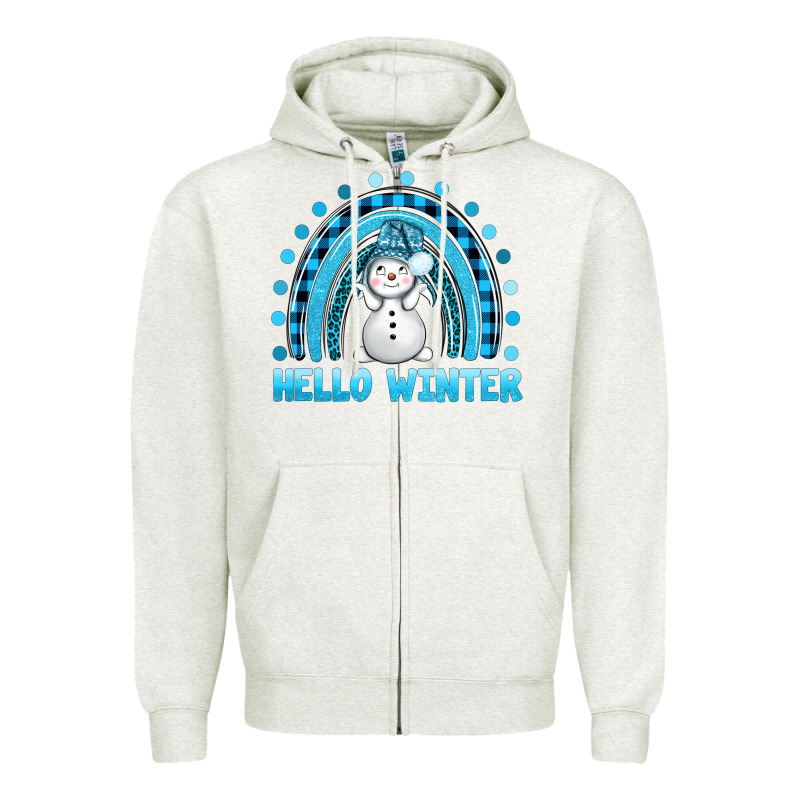 Hello Winter Rainbow With Snowman Bbs Zipper Hoodie by BundleAndBundleShop | Teevron