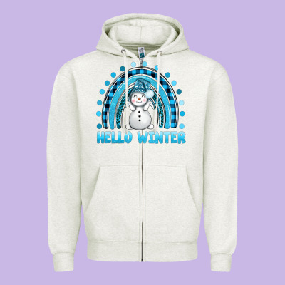 Hello Winter Rainbow With Snowman Bbs Zipper Hoodie Designed By Bundleandbundleshop
