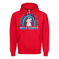Red hello winter rainbow with snowman bbs Zipper Hoodie - BundleAndBundleShop