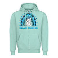 Seafoam hello winter rainbow with snowman bbs Zipper Hoodie - BundleAndBundleShop