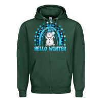 Sports Green hello winter rainbow with snowman bbs Zipper Hoodie - BundleAndBundleShop