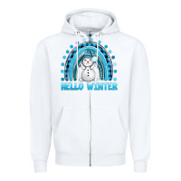White hello winter rainbow with snowman bbs Zipper Hoodie - BundleAndBundleShop