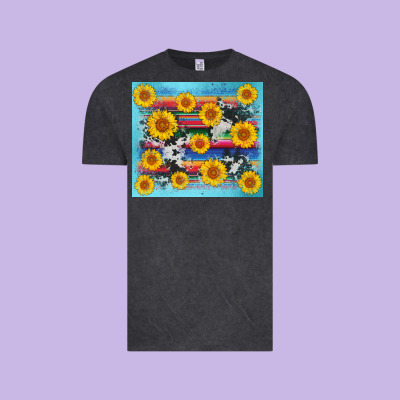 Serape Cowhide Sunflower Vintage Tee Designed By Adodesignshop