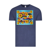Vintage Denim serape cowhide sunflower Vintage Tee - AdoDesignShop