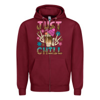 Burgundy just chill with coffee bean bbs Zipper Hoodie - BundleAndBundleShop