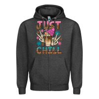 Charcoal Heather just chill with coffee bean bbs Zipper Hoodie - BundleAndBundleShop