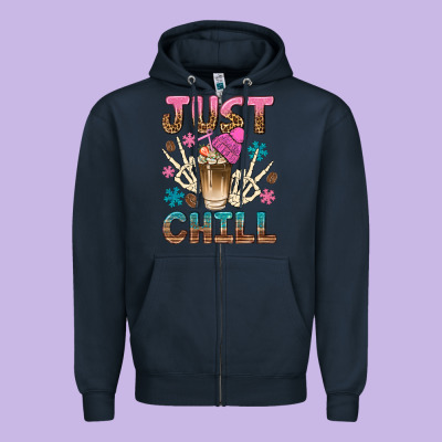Just Chill With Coffee Bean Bbs Zipper Hoodie Designed By Bundleandbundleshop