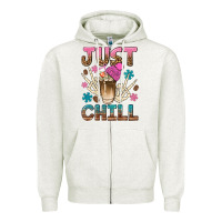 Oatmeal Heather just chill with coffee bean bbs Zipper Hoodie - BundleAndBundleShop