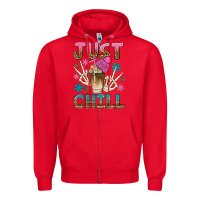 Red just chill with coffee bean bbs Zipper Hoodie - BundleAndBundleShop