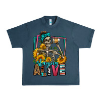 Midnight Navy staying alive coffee drinking skeleton Urban Heavy Tee - Jasminsmagicworld