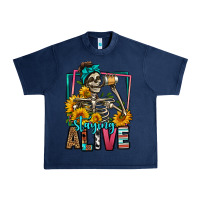Navy staying alive coffee drinking skeleton Urban Heavy Tee - Jasminsmagicworld