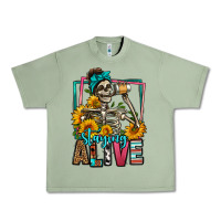 Oil Green staying alive coffee drinking skeleton Urban Heavy Tee - Jasminsmagicworld