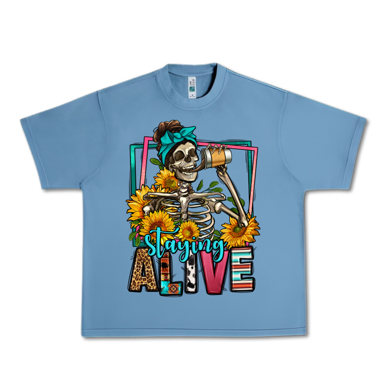 Staying Alive Coffee Drinking Skeleton Urban Heavy Tee by Jasminsmagicworld | Teevron