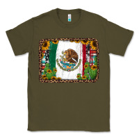 Army Green mexican flag background with cactus and sunflower Classic Tee - Jasminsmagicworld