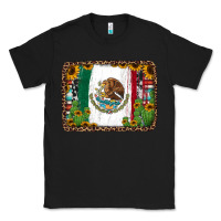 Black mexican flag background with cactus and sunflower Classic Tee - Jasminsmagicworld