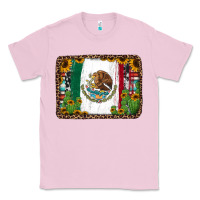 Bubblegum Pink mexican flag background with cactus and sunflower Classic Tee - Jasminsmagicworld