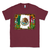 Burgundy mexican flag background with cactus and sunflower Classic Tee - Jasminsmagicworld