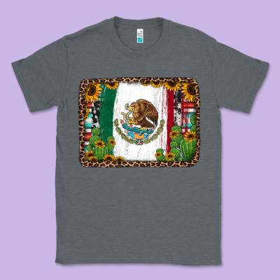 Mexican Flag Background With Cactus And Sunflower Classic Tee Designed By Jasminsmagicworld
