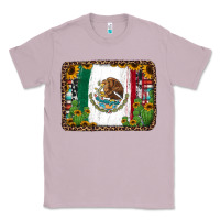 Lilac mexican flag background with cactus and sunflower Classic Tee - Jasminsmagicworld