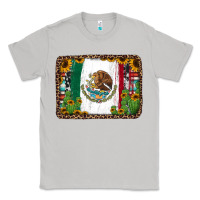 Moon Dust mexican flag background with cactus and sunflower Classic Tee - Jasminsmagicworld
