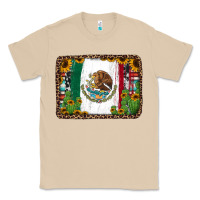 Mushroom mexican flag background with cactus and sunflower Classic Tee - Jasminsmagicworld