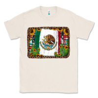 Natural mexican flag background with cactus and sunflower Classic Tee - Jasminsmagicworld