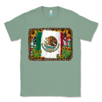 Sage mexican flag background with cactus and sunflower Classic Tee - Jasminsmagicworld