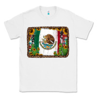 White mexican flag background with cactus and sunflower Classic Tee - Jasminsmagicworld