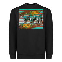 Black western cow serape leopard sunflowers mousepad Heavyweight Sweatshirt - BarkalooDesign