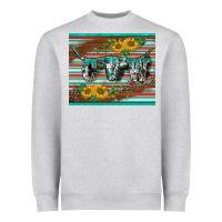 Heather Grey western cow serape leopard sunflowers mousepad Heavyweight Sweatshirt - BarkalooDesign