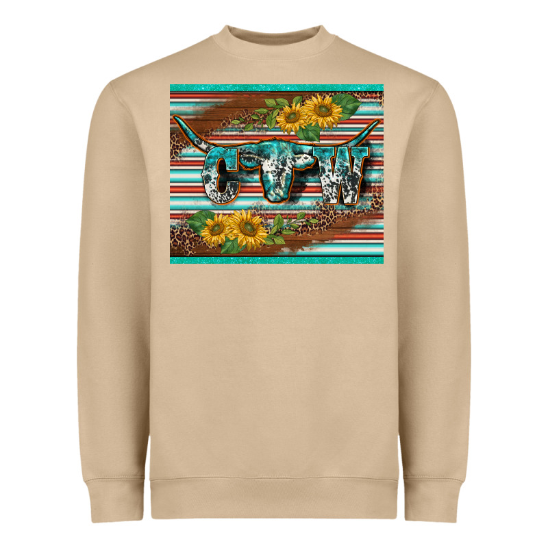 Western Cow Serape Leopard Sunflowers Mousepad Heavyweight Sweatshirt by BarkalooDesign | Teevron