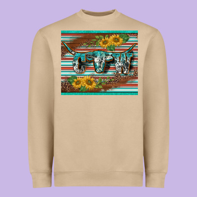 Western Cow Serape Leopard Sunflowers Mousepad Heavyweight Sweatshirt Designed By Barkaloodesign