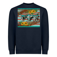 Navy western cow serape leopard sunflowers mousepad Heavyweight Sweatshirt - BarkalooDesign