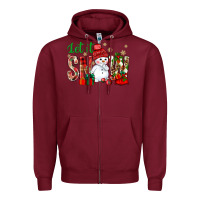 Burgundy let it snow with snowman Zipper Hoodie - BundleAndBundleShop
