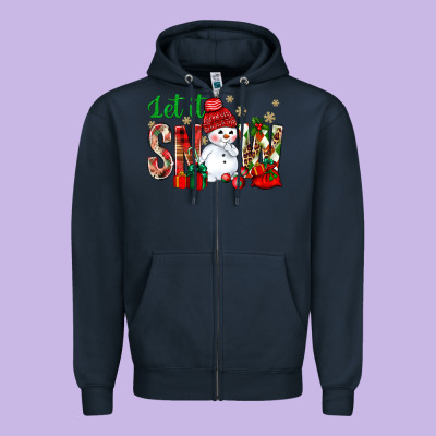 Let It Snow With Snowman Zipper Hoodie Designed By Bundleandbundleshop
