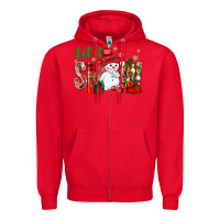 Red let it snow with snowman Zipper Hoodie - BundleAndBundleShop