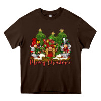 Chocolate Brown merry christmas gnomies Heavy Core Tee - BarkalooDesign