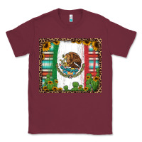 Burgundy mexican flag background with cactus and sunflower tumbler Classic Tee - Jasminsmagicworld