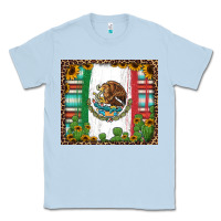 Dusty Blue mexican flag background with cactus and sunflower tumbler Classic Tee - Jasminsmagicworld