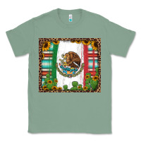 Sage mexican flag background with cactus and sunflower tumbler Classic Tee - Jasminsmagicworld
