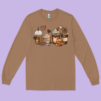 Melanin Afro Coffee Cups Long Sleeve Tee Designed By Maliassmallbusiness