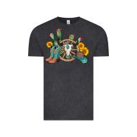 Vintage Black wheel bull skull western cowboy Vintage Tee - AdoDesignShop