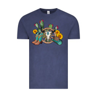 Vintage Denim wheel bull skull western cowboy Vintage Tee - AdoDesignShop