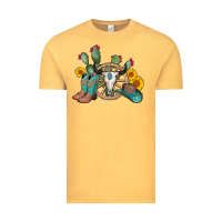 Vintage Mustard wheel bull skull western cowboy Vintage Tee - AdoDesignShop